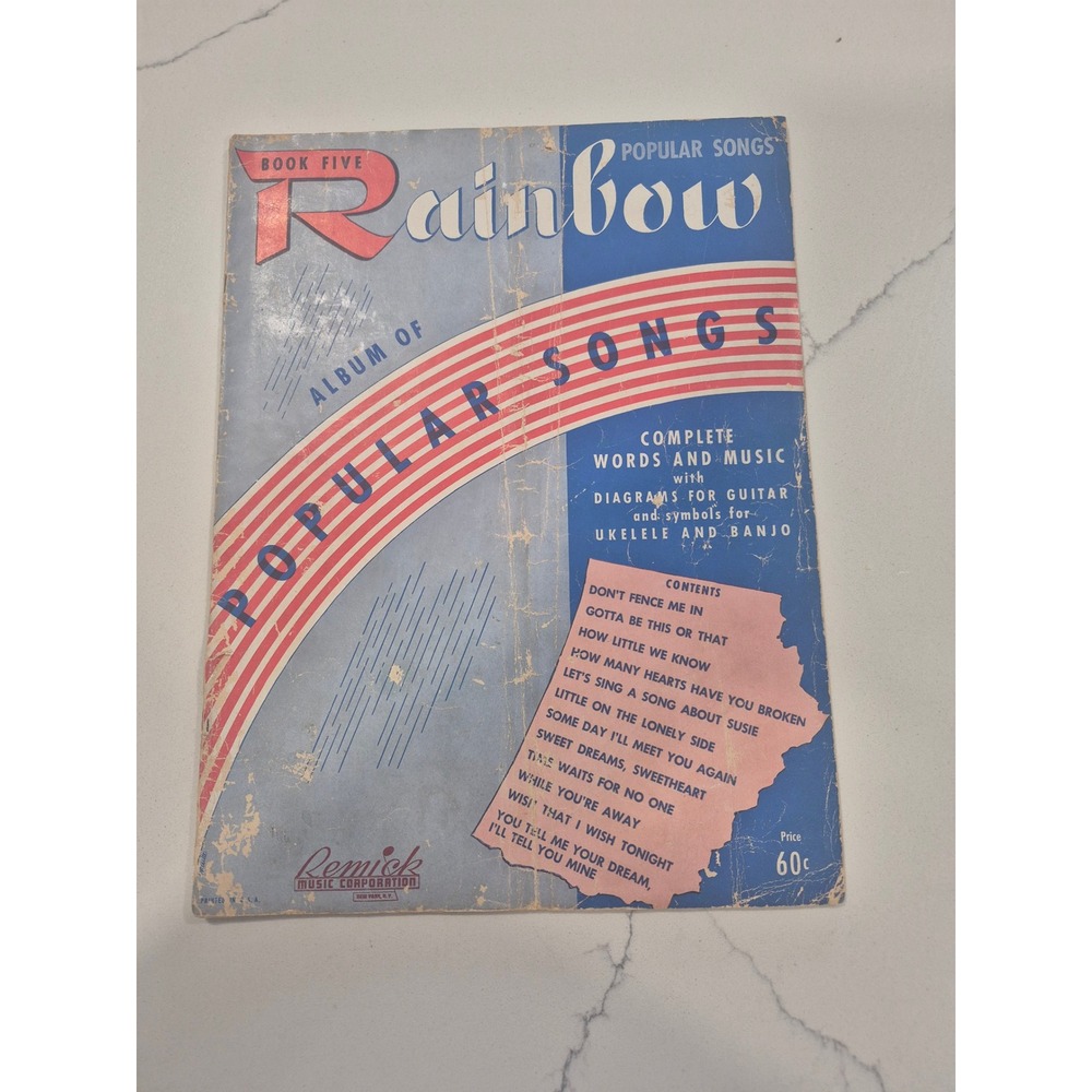 Vintage 1945 Rainbow Album of Popular Songs‎ Book Five Sheet Music Remick Music